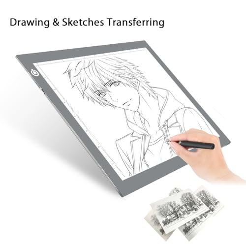 LitEnergy Portable A4 LED Copy Board Light Tracing Box, Silver Ultra-Thin Adjustable USB Power Artcraft LED Trace Light Pad for Tattoo Drawing, Streaming, Sketching, Animation, Stenciling - color: SILVER, size: 8.3" x 11.7"