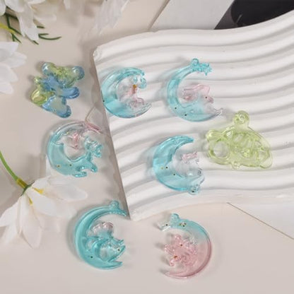 4Pcs Earring Resin Silicone Molds with 40 Earring Hooks, Epoxy Resin Jewelry Molds Silicone Set for Casting Irregular Shape Mold for Earrings Pendant Necklace Bracelet Keychain (4 Pcs-Large) - size: 4 Pcs-Large