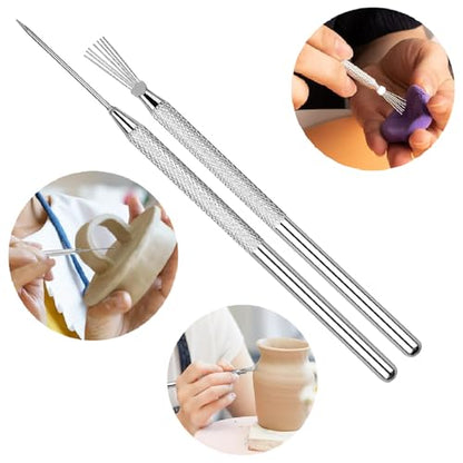 43PCS Polymer Clay Tools Kit, Clay Sculpting Art Tool Set with Wooden Carving Tools, Ball Stylus, Silicone Scrapers, Art Brushes & Detail Needles for Pottery, Modeling, DIY Crafts for Beginners-Black - color: 43Pcs-Black