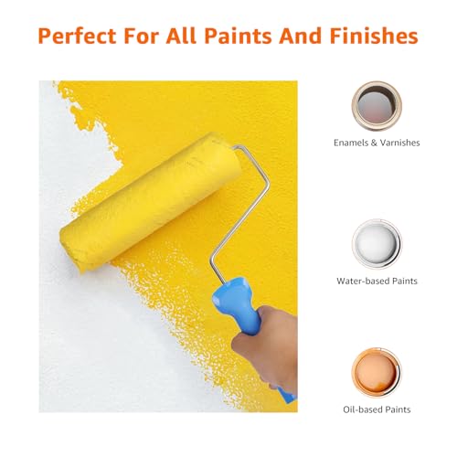 Amazon Basics Microfiber Paint Roller Covers for Painting Walls, Ceilings and House, Smooth Finish, Washable, 9" x 3/8", 12-Pack - size: 12 Pack