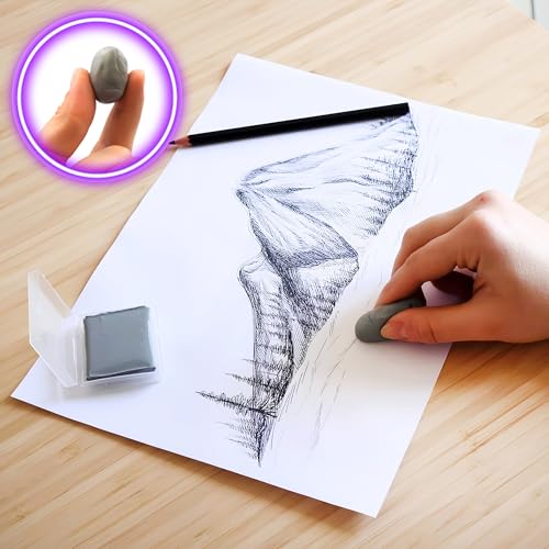 Kneaded Erasers for Artists for Drawing Art, Large Size Grey Kneadable Eraser for Drawing Artists, Art Supplies, Art Gum Erasers for Charcoal Pencils, Sketching Supplie