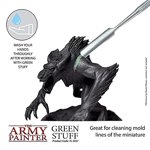 The Army Painter, Green Stuff Kneadatite, 20 cm Modelling Putty | Mouldable Model Putty Modelling Compound for Miniatures, Easy-to-Knead Green Putty Epoxy Clay for Sculpting