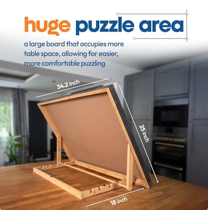 The Grippy Large Jigsaw Puzzle Board by The Puzzled Tree – 1500 Piece 34.2" x 25" Patent Pending Fabric, Back Support Puzzle Easel Tilting Puzzle Board Non-Slip Surface, Jigsaw Puzzle Table Adults
