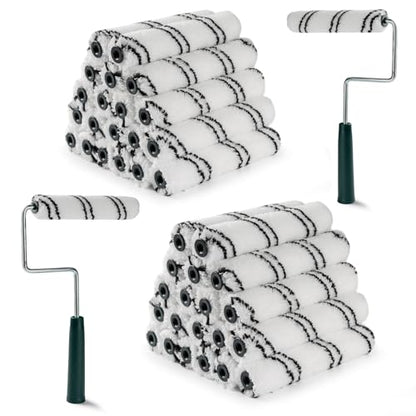 Paint Roller Covers, 40 Pack, 6 Inch, 3/8 Inch Nap | 6 Inch Microfiber Sleeves, 2 Anti-Rust Metal Frames Included, Ideal for Wall & Furniture Painting - size: 6 inch paint roller 40 pack