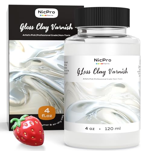 Nicpro Air Dry Clay Varnish (4 oz), Air Dry Clay Glaze Sealant for Pottery | Air dry Clay, Acrylic Paint, Waterproof Prevent Clay Sculpture Scratches, Cracking, Wear- High Gloss Effect