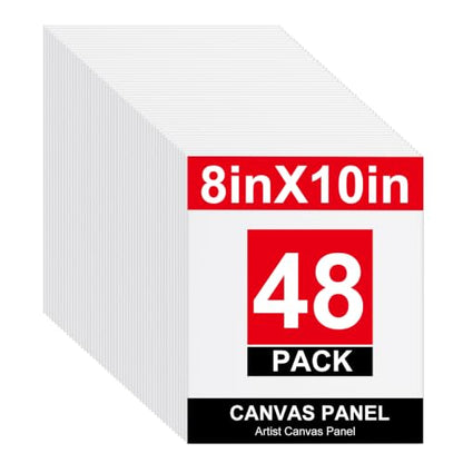 48 Pack 8x10 Inch Blank Canvas Boards for Art Supplies for Artists and Crafters