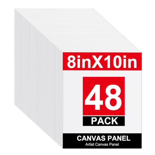 48 Pack 8x10 Inch Blank Canvas Boards for Art Supplies for Artists and Crafters