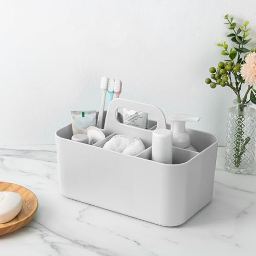 Tiawudi Multipurpose Caddy Organizer, Plastic Caddy with Handle, Stackable Desk Organizer for Stationery, Marker and Pencil, Office Supplies Organizer, Dorm Caddy - color: Gray, size: Rectangle
