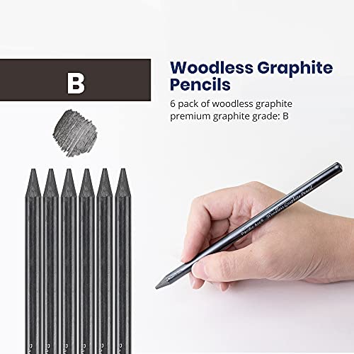 Pacific Arc Woodless Graphite Pencil 6 Pack Set, B, for Sketching, Drawing, Coloring and Art - color: B