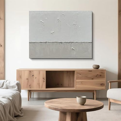 NANKAI Art Hand-painted minimalist style oil painting in gray and white - color: NKHB003