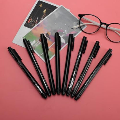 8pcs Fine Tip Micron Liner Marker Pen Black Ink Waterproof Drawing Pen for Comic Hand Painting