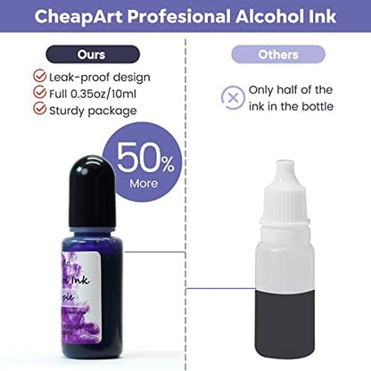 CHEAPART Alcohol Ink Set 48 Vibrant Colors(Each 0.35oz), Paint Resin Dye | Concentrated Fast Drying Pigment, Alcohol-Based Resin Ink for Epoxy Art Tumblers Coasters Acrylic Fluid Painting Crafts - size: 48 PCS