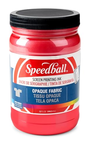 Speedball 004821 Opaque Fabric Screen Printing Ink, 32 fl. oz, Raspberry - color: Raspberry