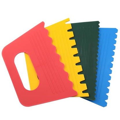 7 Piece Plastic Paint Scraper Tool Set for Texture Art | Color Coded Shapes; Flexible Polypropylene; Palette Knife Edges; Hanging Hole Storage; for Paint, Clay, Plaster and Cream
