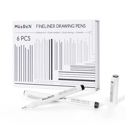 MEEDEN Micro Fineliner Drawing Pens: 0.6mm Needle Nib, 6 Pack, Black Ink | Waterproof archival ink for bold outlining, comic panels, lettering, manga, illustration, and strong line contrast - style: 0.6mm Needle Nib