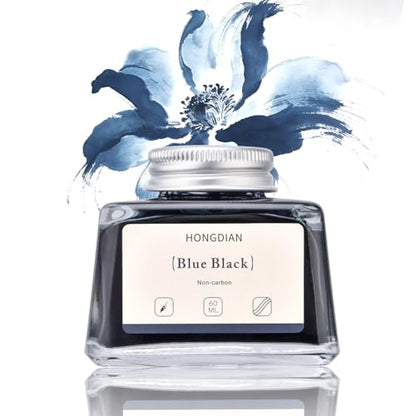 Hongdian Fountain Pen Bottled Ink Blue Black Color, 60ml Non Carbon Inkwell Bottle, Artist Calligraphy Ink - color: Blue Black
