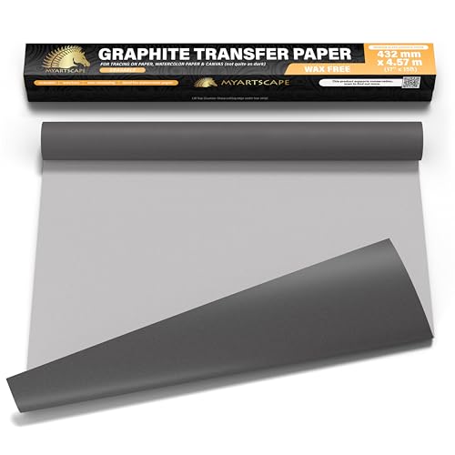 MyArtscape Graphite Transfer Paper Roll, Wax-Free, 17" x 15ft Paper Roll with Graphite Transfer Paper, 20 Red Sheets - Wax-Free - Erasable