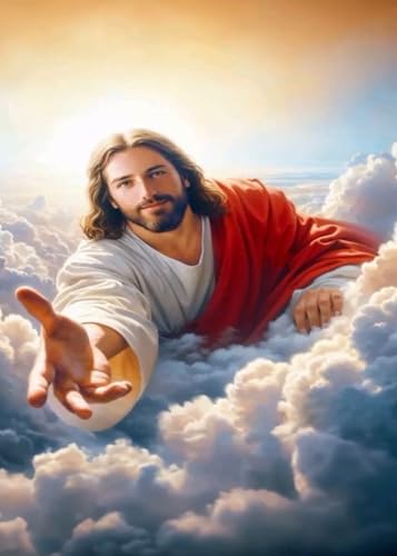 Jesus Diamond Art Kits for Adults, DIY 5D Religious Diamond Painting Kits for Beginners, Round Full Drill Diamond Dots Paintings,Diamonds Pictures Gem Art for Adults Crafts Home Decor 12x16 Inch - style: Jesus