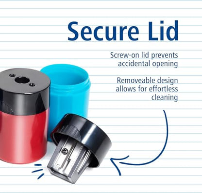 Staedtler Small Pencil Sharpener with Lid (12 Pack) | premium quality sharpener with screw-on lid, compact size for pencil case and work-station, 511 63BK - size: 12 Pack