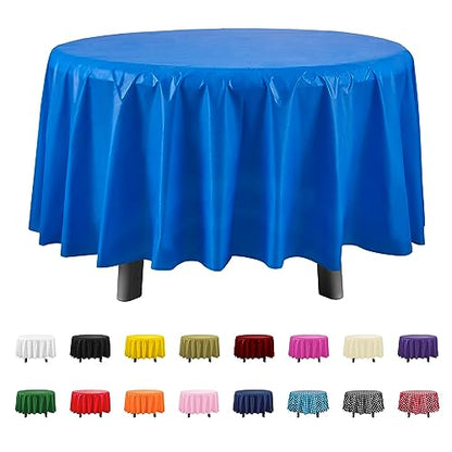 Eleclassi Royal Blue 6 Pack Premium Round Disposable Plastic Tablecloth - 84 Inch Round Plastic Table Cloths for Parties Disposable Tablecloth - Round Plastic Tablecloth - Royal Blue Round Tablecloth - color: Royal Blue
