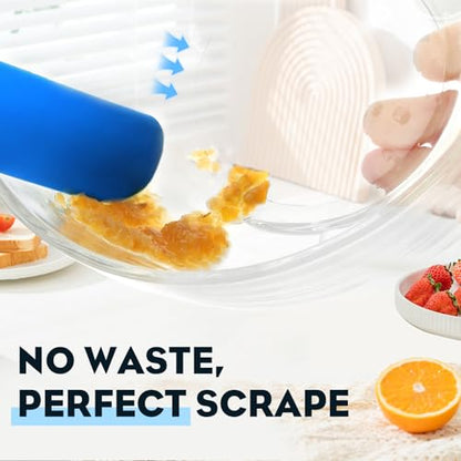 3pcs Silicone Jar Spatulas 10in Long Skinny Heat-Resistant, Narrow Spatula Set for Scraping Peanut Butter, Sourdough, Jam in Small Containers, Blenders & Baking (Black & Red & Blue) - color: Black & Red & Blue