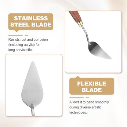 HARFINGTON Palette Knife Painting Tool 2.95" x 1.3" Stainless Steel Teardrop Blade 8.66" Length Spatula Painting Pallet Knives with Hole Beech Wood Handle for Oil Acrylic Canvas, Red/Silver - size: 8.66" x 1.3" x 2.95"