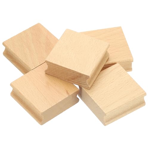 PATIKIL 50x50mm Blank Wood Rubber Stamp Mounts, 5Pcs Wooden Rubber Stamp Handle Hard Wooden Blocks for Making DIY Crafting, Brown - size: 50x50mm