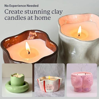 Sculpd Candle Making Kit, Air Dry Clay, 2 Candles, Peony Rose Fragrance | Includes acrylic paint set, non-toxic eco soy wax, candle glaze, tools & guide, for adults - color: Peony Rose, size: 2 Candles
