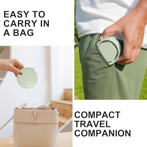 Collapsible Cup with Lid - 6oz Mini Silicone Folding Travel Cup with Steel Rim - BPA Free Small Portable Pocket Cup for Camping, Hiking, Kids, Mouthwash & Pills (Lake Green) - color: Lake Green