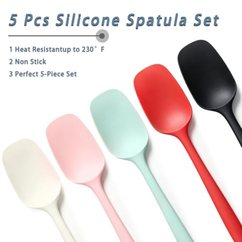 5 Pcs Silicone Spatula Set,10.6 Inch Heat Resistant Non-Stick Scraper - color: 5 colors