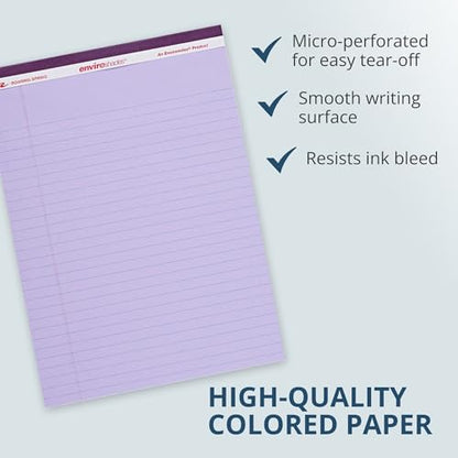 Roaring Spring Enviroshades Recycled Orchid Legal Pads, Case of 72 Pads, 8.5" x 11" 50 sheets of Legal ruled 15# Recycled Purple Paper Per Pad, Proudly made in USA!, Micro-Perforated - color: Orchid, style: 36 Pack