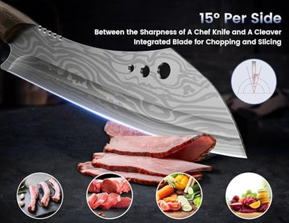SYOKAMI Butcher Knife Set, Cleaver, Breaking & Boning Knife for Meat & BBQ - size: 3 PCS Set