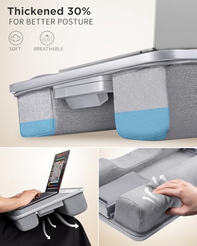 SAIJI Lap Desk with LED Light, Portable Laptop Tray with Cushion - color: Gray