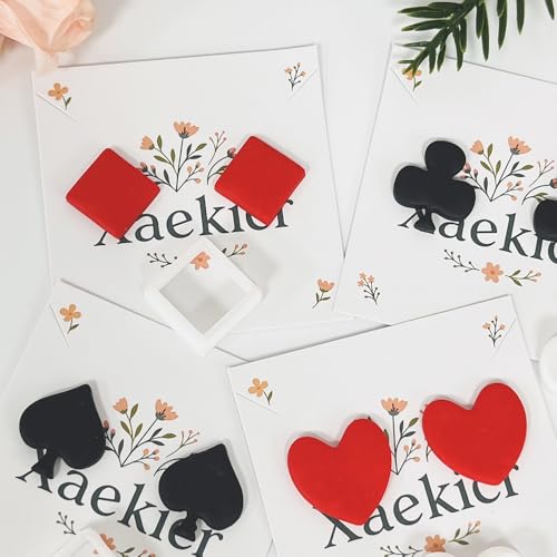 Xaekicr Card Suit Polymer Clay Cutters Set - 4PCS Clay Cutters for Earrings, Classic Heart Spade Diamond Club Shapes, Polymer Clay Molds, Clay Tools for DIY Jewelry Making - color: R color