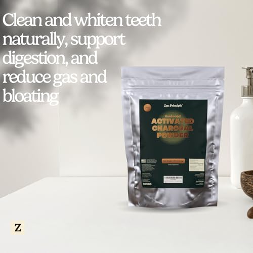 Zen Principle Hardwood Activated Charcoal Powder 100 Percent from USA Trees. All Natural. Whitens Teeth, Rejuvenates Skin and Hair, Supports Better Digestion, 40 Oz - size: 40 Ounce (Pack of 1)