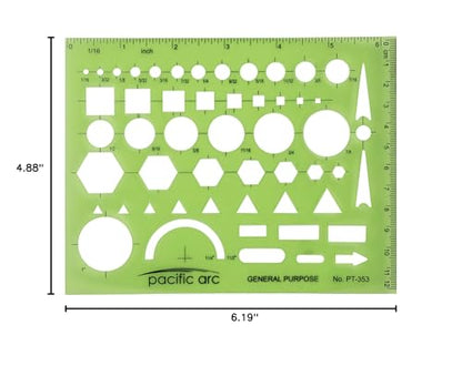 Pacific Arc - General Purpose Template - Drawing Aid Stencil for Professional or School Work - Size 3.87 x 6.5 inch - style: General Purpose