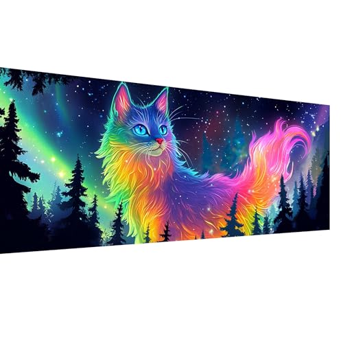 SKRYUIE 5D Large Diamond Painting Kits Cat - DIY Diamond Art Kits for Adults Animal, Full Round Drill - Crystal Embroidery Cross Stitch - Craft for Wall & Office Decor - 12x30 inch / 30x80 cm - color: colorful-1