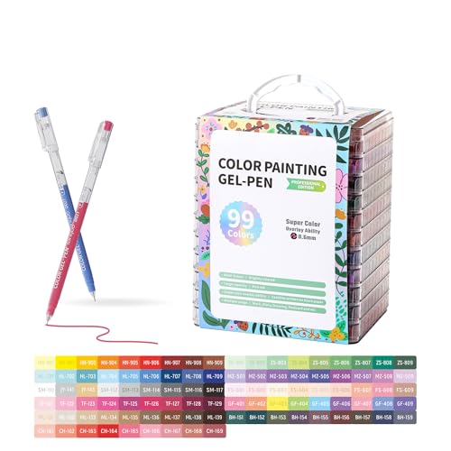 99 Colors Acrylic Colored Gel Pens Set,Quick Dry 0.6mm Fine Point Ink Pens - color: 99 Colors