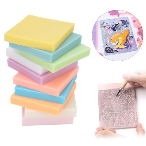 Rubber Stamp Carving Blocks, PVC, Assorted Colors, 10 Pcs
