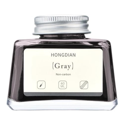 Hongdian Fountain Pen Bottled Ink Gray, 60ml Fountain Pen Ink Bottled for Writing and Calligraphy, Non Carbon - color: Gray