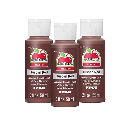 Apple Barrel Acrylic Paint in Assorted Colors (2 oz), 21467, Tuscan Red (Pack of 3) - color: Tuscan Red, size: 2 Fl Oz (Pack of 3)