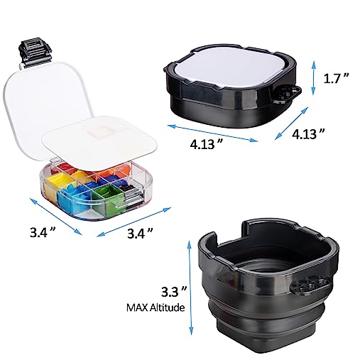 Falling in Art 16 Wells Airtight Paint Palette with Lid, Black - color: Black