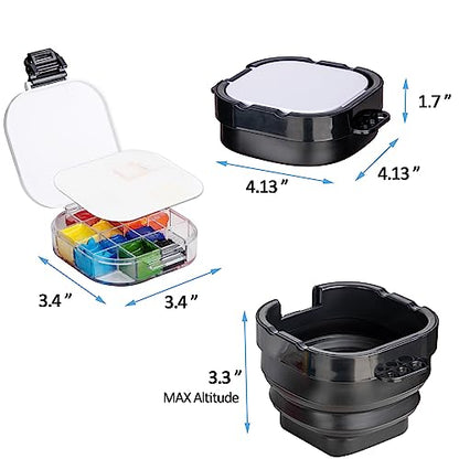 Falling in Art 16 Wells Airtight Paint Palette with Lid, Black - color: Black