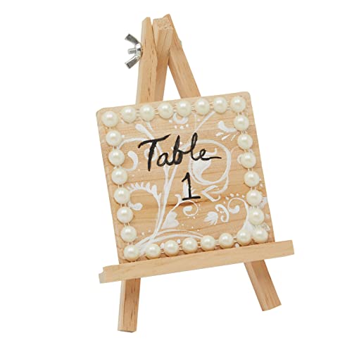 Juvale Mini Easel Stand - 7 in, Light Brown Lotus Wood, 6-Pack - Table & Desktop Display Stand - Place Card Holder & Photo Display