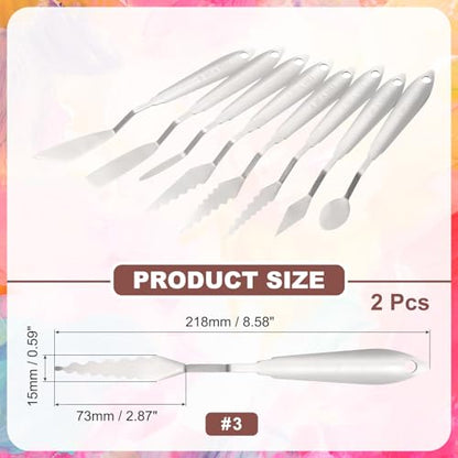 MECCANIXITY 2pcs HM#3 Palette Knives 15mm Width Stainless Steel Spatula Painting Pallet Knife with Stainless Steel Handle for Oil Painting Acrylic Canvas Mixing Spreading - style: HM#3 + 15mm
