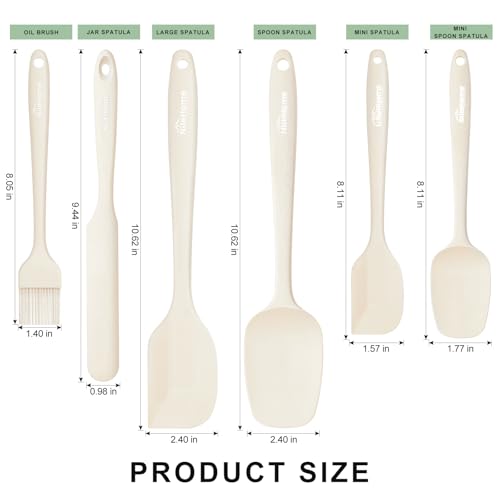 NileHome 6 Pieces Silicone Spatula Set with Silicone Brush,Mixing-Ivory - color: Ivory