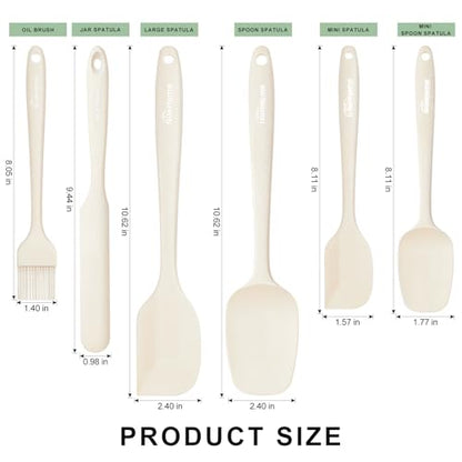 NileHome 6 Pieces Silicone Spatula Set with Silicone Brush,Mixing-Ivory - color: Ivory