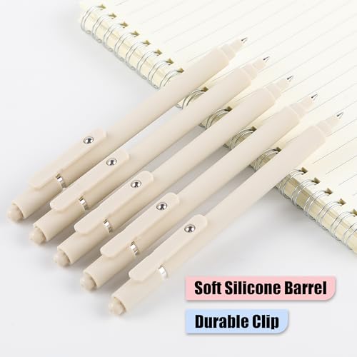 Gel Pens, 0.5mm Black Ink Quick Dry Ball Point Pens, Fine Point Smooth Writing Pens, Cute Aesthetic Gifts Set for Men Women Journaling, Office School Stationery Supplies - color: 10 Pcs Beige-Black Ink