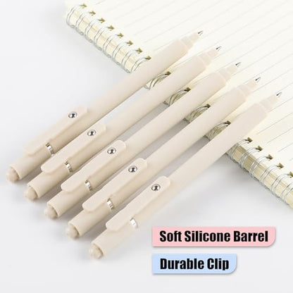 Gel Pens, 0.5mm Black Ink Quick Dry Ball Point Pens, Fine Point Smooth Writing Pens, Cute Aesthetic Gifts Set for Men Women Journaling, Office School Stationery Supplies - color: 10 Pcs Beige-Black Ink