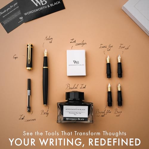 Wordsworth & Black Luxury Fountain Pen Set for Writing, 6 Nibs, Black Gold - color: Black Gold